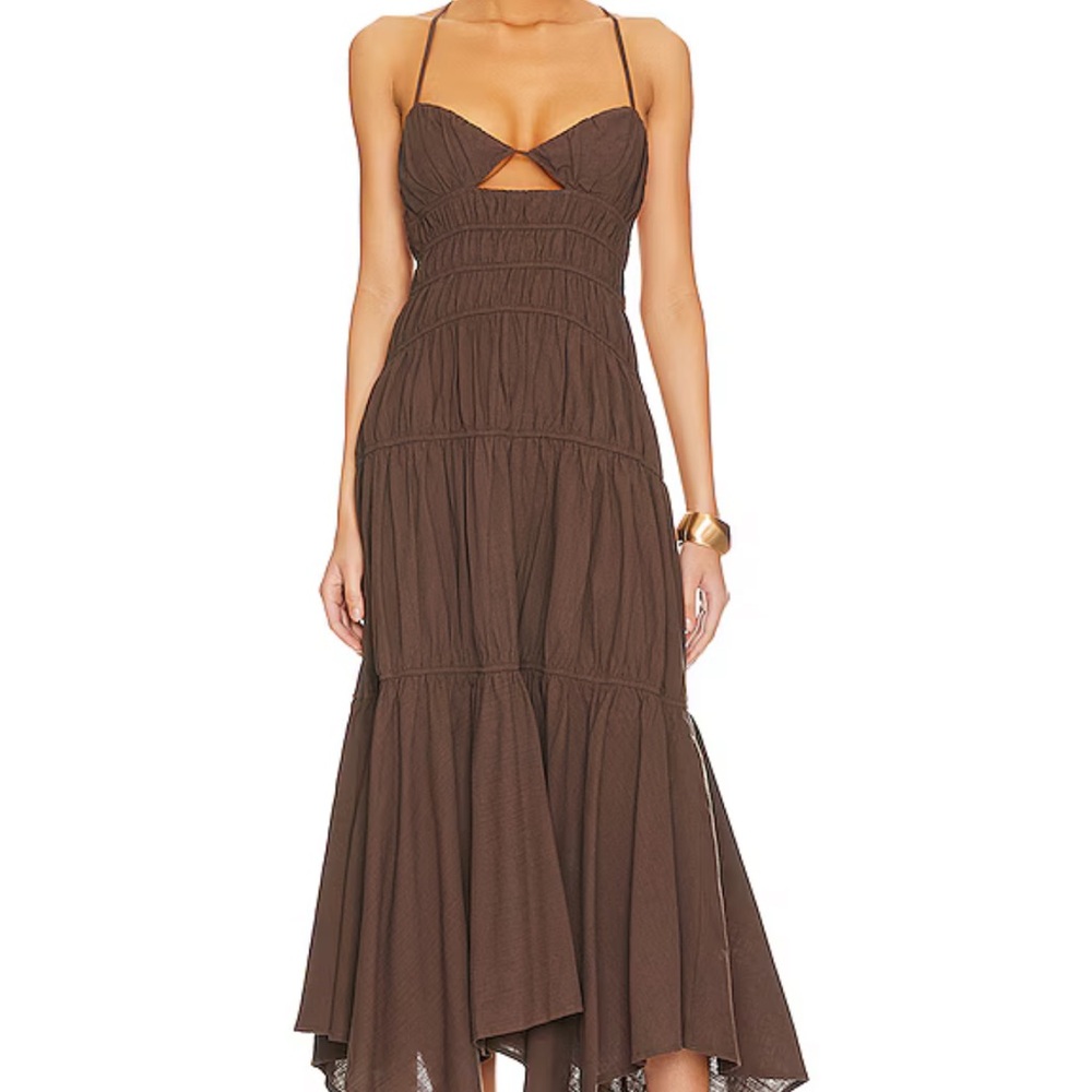 Brown Sleeveless Midi Dress